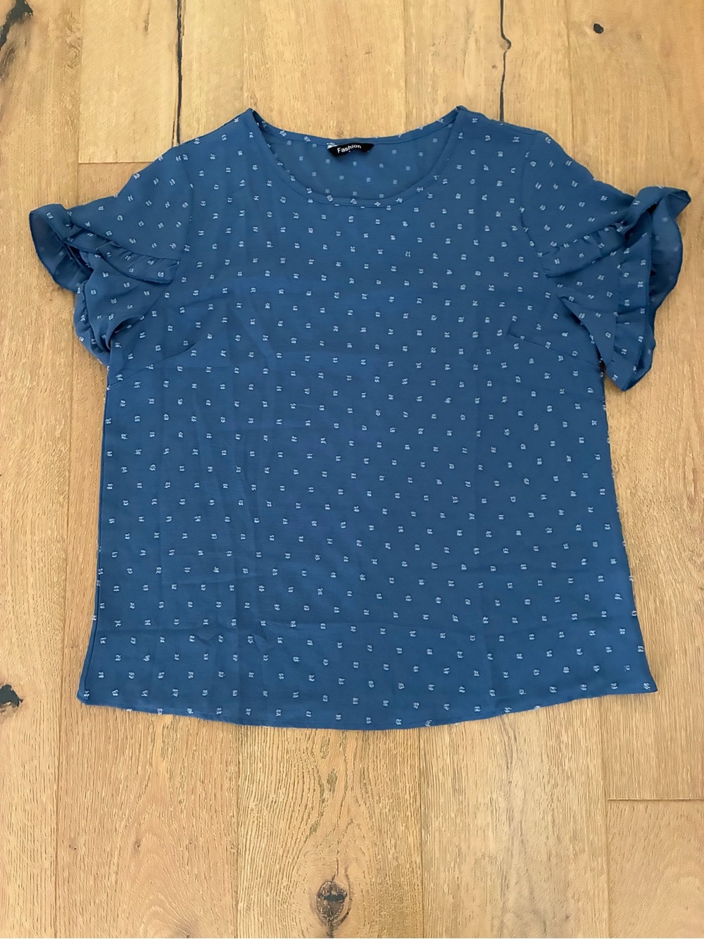 Blue Dot Ruffle Sleeve Blouse